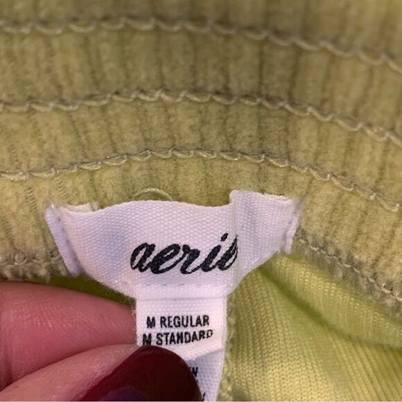 Aerie Women’s High-Rise Flare Corduroy Joggers Greenish-Yellow Size Medium - Picture 5 of 9